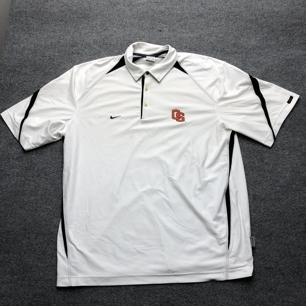 Oregon State Beavers Shirt Mens 2XL White NCAA College Nike Dri Fit Polo Golf